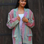 Ekaurr BIGDI Muted Chic blazer cotton quilted reversible coat in a sophisticated muted palette with understated chic structure, artisan slow fashion outerwear for women from the BIGDI Blazers Coats and Robes collection