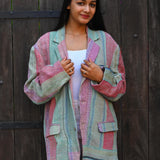 Ekaurr BIGDI Muted Chic blazer cotton quilted reversible coat in a sophisticated muted palette with understated chic structure, artisan slow fashion outerwear for women from the BIGDI Blazers Coats and Robes collection