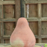 Ekaurr Naashpati Form Decorative handcrafted terracotta accent in an organic pear-inspired silhouette with unglazed raw clay surface, earthy one-of-a-kind shelf or console accent