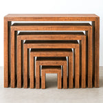 Ekaurr Nestcraft Seven Nesting Tables set of 7 handcrafted reclaimed wood nesting side tables in graduating sizes, artisan rustic furniture set for living rooms and flexible home arrangements