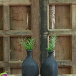Ekaurr Noora Black Terracotta Planters handcrafted in deep black-fired clay by Indian artisans, contemporary black terracotta pots for succulents or decorative use
