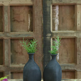 Ekaurr Noora Black Terracotta Planters handcrafted in deep black-fired clay by Indian artisans, contemporary black terracotta pots for succulents or decorative use