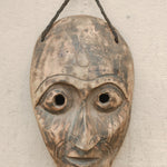 Ekaurr One of a Kind Alien Mask hand-carved wood or mixed-media mask with an otherworldly abstract alien-form composition, unique artisan one-of-a-kind wall decor for eclectic collectors and curated home interiors