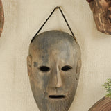 Ekaurr One of a Kind Elderwood Mask hand-carved aged wood tribal or ceremonial mask with deeply weathered surface and natural elderwood character, one-of-a-kind artisan wall decor for collectors and curated interiors