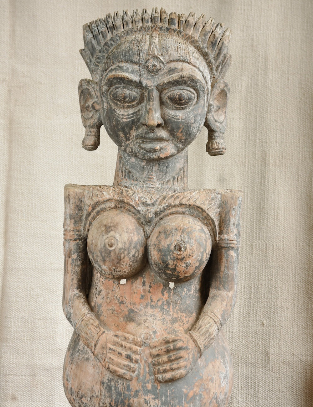 Ekaurr One of a Kind Tribal Doll on Wall singular handcrafted tribal figurine doll mounted as wall-hung decor, unique artisan folk art piece for living rooms and one-of-a-kind curated home interiors
