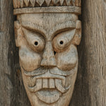 Ekaurr One of a Kind Vintage King Mask hand-carved aged wood mask with regal king-form crown and ceremonial detailing, unique artisan one-of-a-kind wall decor for collectors and heritage-inspired home interiors