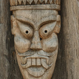 Ekaurr One of a Kind Vintage King Mask hand-carved aged wood mask with regal king-form crown and ceremonial detailing, unique artisan one-of-a-kind wall decor for collectors and heritage-inspired home interiors