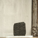 Ekaurr Paisley Print Block on Marble Base Decor vintage wooden textile print block with hand-carved paisley motif on a polished marble stand, artisan heritage collectible for home decor and gifting