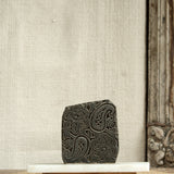 Ekaurr Paisley Print Block on Marble Base Decor vintage wooden textile print block with hand-carved paisley motif on a polished marble stand, artisan heritage collectible for home decor and gifting