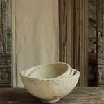 Ekaurr paper mache bowls in three sizes displayed open showing colorful hand-painted interior and artisanal finish