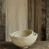 Ekaurr paper mache bowls in three sizes displayed open showing colorful hand-painted interior and artisanal finish