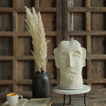 Ekaurr Paper Mache Face handcrafted paper mache sculptural face mask with earthy organic surface finish, artisan wall or shelf decor accent for contemporary and eclectic home interiors