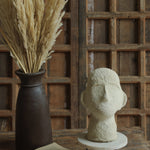 Ekaurr Paper Mache Head Decor handcrafted abstract human head sculpture in paper mache with natural earthy surface finish, artisan figurative home accent for shelves and curated interiors