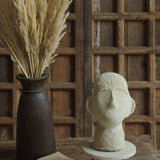 Ekaurr Paper Mache Head Decor handcrafted abstract human head sculpture in paper mache with natural earthy surface finish, artisan figurative home accent for shelves and curated interiors