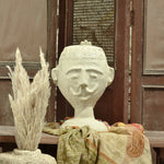 Ekaurr Paper Mache Male Bust handcrafted paper mache human bust sculpture in an earthy textured finish, artisan abstract figurative home decor for shelves consoles and curated interiors