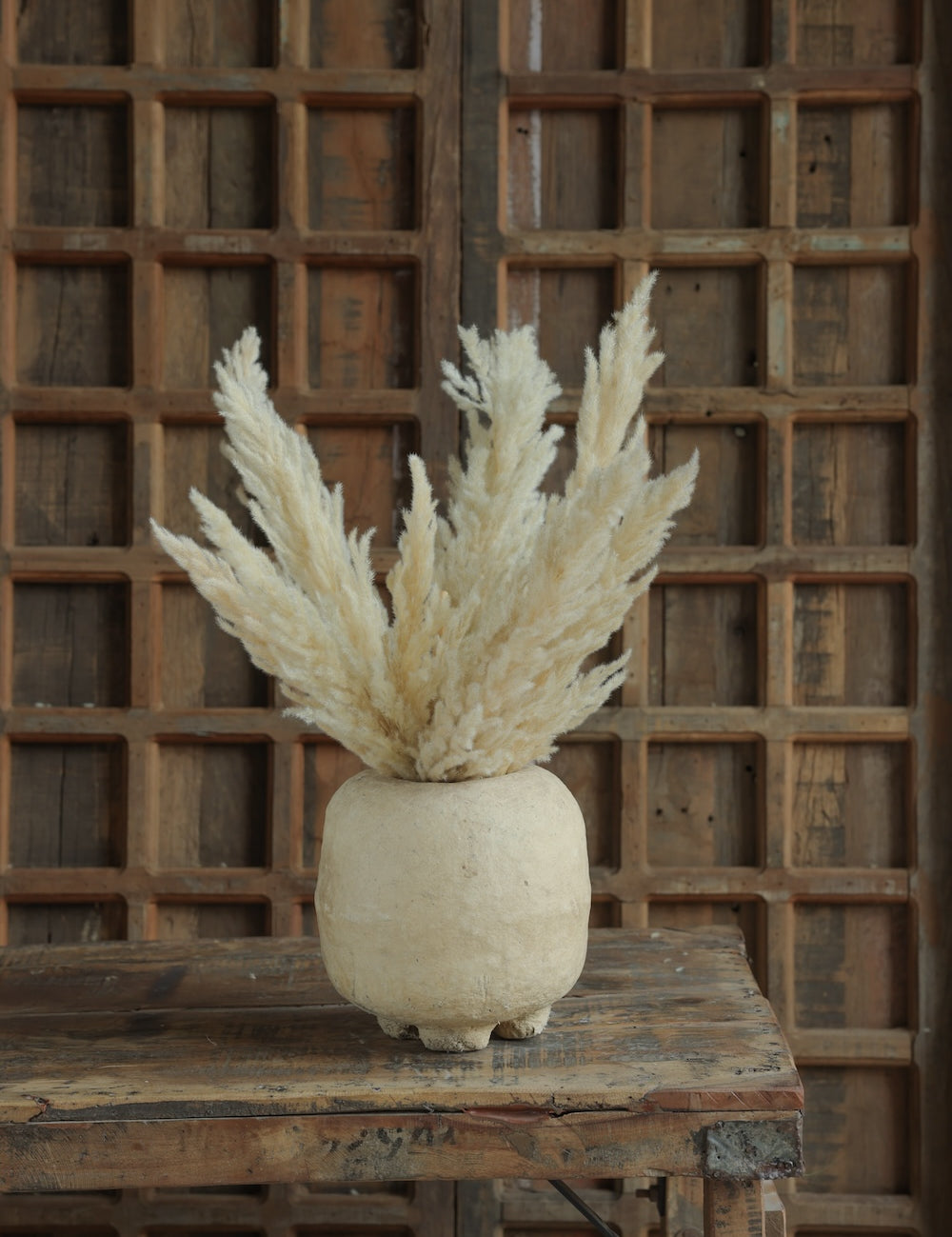 Ekaurr Paper Mache Pot with Legs compact raised form handmade by rural women of Rajasthan using recycled paper and organic materials sustainable Indian craft