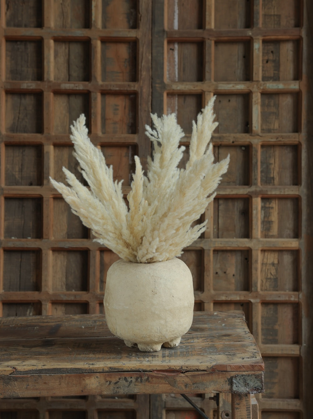 Ekaurr Paper Mache Pot with Legs compact raised form handmade by rural women of Rajasthan using recycled paper and organic materials sustainable Indian craft