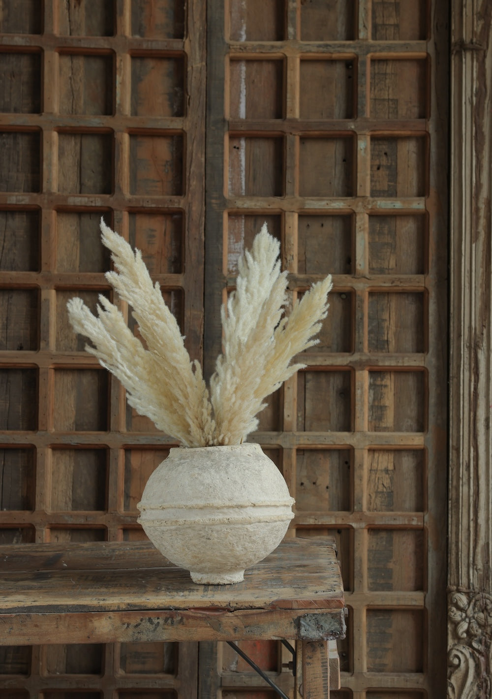 Ekaurr Paper Mache Round Flower Pot handmade by rural women of Rajasthan using recycled paper and organic materials sustainable Indian craft home decor