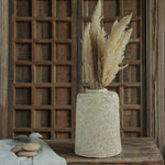 Ekaurr Paper Mache Table Vase Cladded with Rice Husk compact tabletop vase handmade by Indian women artisans using recycled paper and organic rice husk