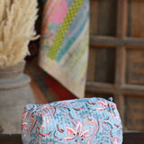 Ekaurr Peach Petal Pouch handcrafted fabric pouch in soft peach with petal-inspired floral detailing, artisan Indian textile accessory for gifting jewellery storage and everyday use