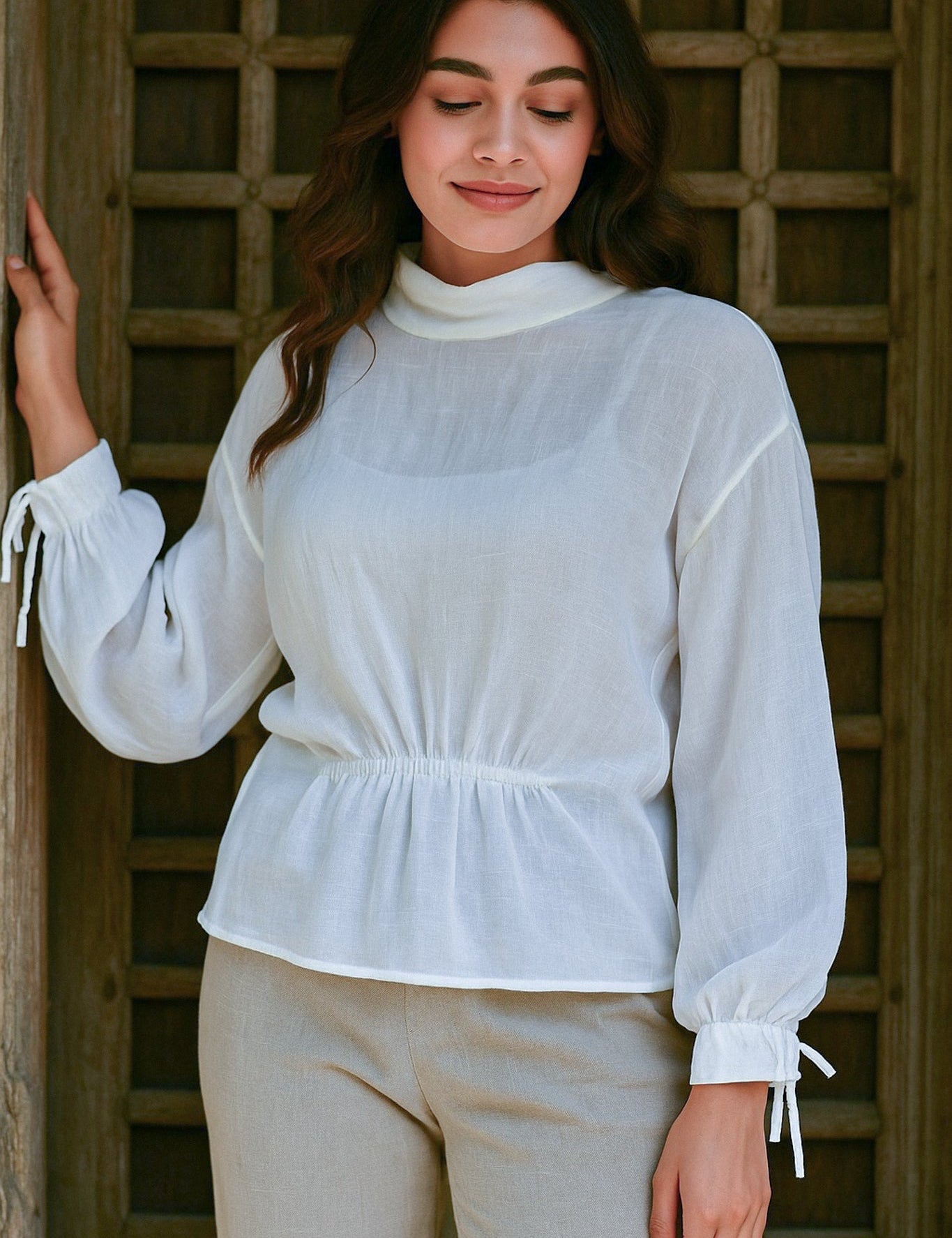 Ekaurr BIGDI Pehar Cotton Top finest cotton summer top in a soft dawn-toned pastel inspired by the early pehar of the day, artisan slow fashion top for women from the BIGDI summer pastel collection