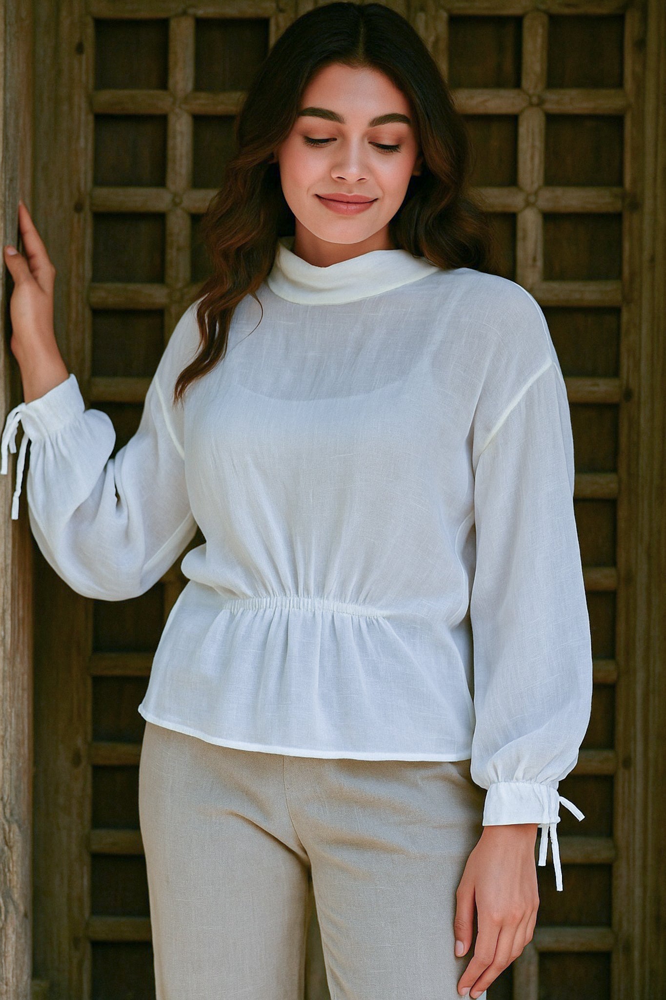 Ekaurr BIGDI Pehar Cotton Top finest cotton summer top in a soft dawn-toned pastel inspired by the early pehar of the day, artisan slow fashion top for women from the BIGDI summer pastel collection