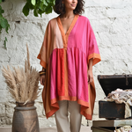 Ekaurr Petals in Transition Dress handcrafted artisan fabric dress with a transitional floral petal motif in gradient or ombre tones, slow fashion wearable for conscious women's styling