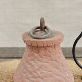 Ekaurr Pink Stone Door Stopper hand-carved solid pink stone with weathered metal ring, artisanal decorative doorstop with old-world earthy appeal