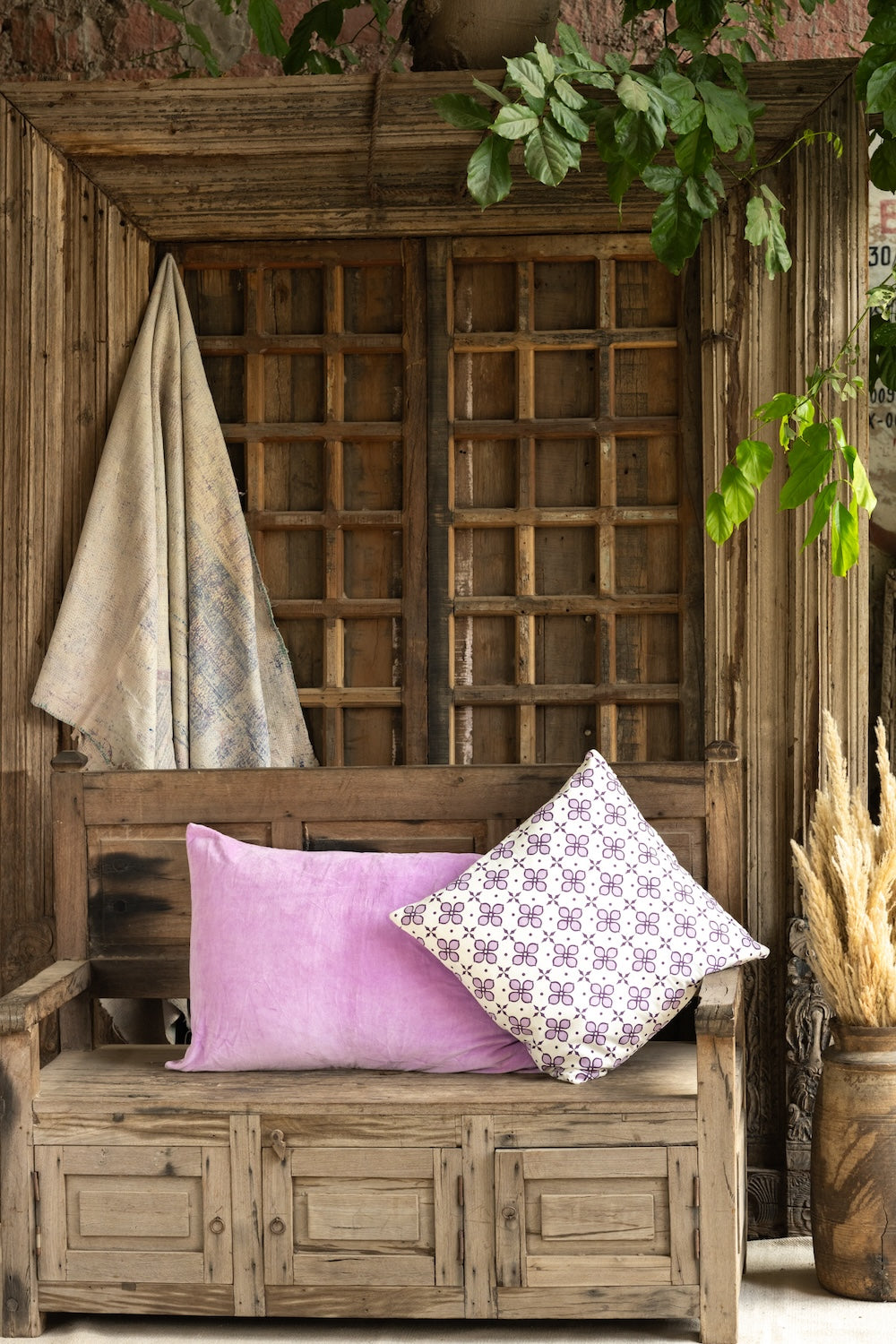 Ekaurr Plain Lilac Cushion Cover handcrafted 18x18 inch cushion cover in soft solid lilac, artisan minimal textile accent for sofas beds and calm romantic home styling