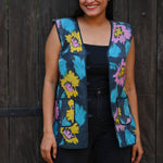 Ekaurr BIGDI Primary Pops Jacket handcrafted cotton jacket in bold primary colour pops of red yellow and blue in a playful patchwork or print composition, artisan slow fashion outerwear for women from the BIGDI collection