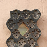 Ekaurr Print Block Mirror Cluster Set of 4 – repurposed vintage hand-carved Indian printing blocks with inset mirrors, rustic wall gallery