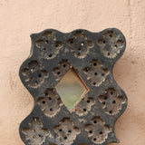 Ekaurr Print Block Mirror Cluster Set of 4 – repurposed vintage hand-carved Indian printing blocks with inset mirrors, rustic wall gallery