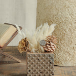 Ekaurr Print Block Planter crafted from vintage Indian hand-carved textile print block, versatile as a table planter or wall-mounted display with built-in hanging system