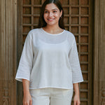 Ekaurr BIGDI Pure Essence Cotton Top finest cotton summer top in a clean pure-toned minimal silhouette celebrating the essence of natural fabric, artisan slow fashion top for women from the BIGDI summer pastel collection