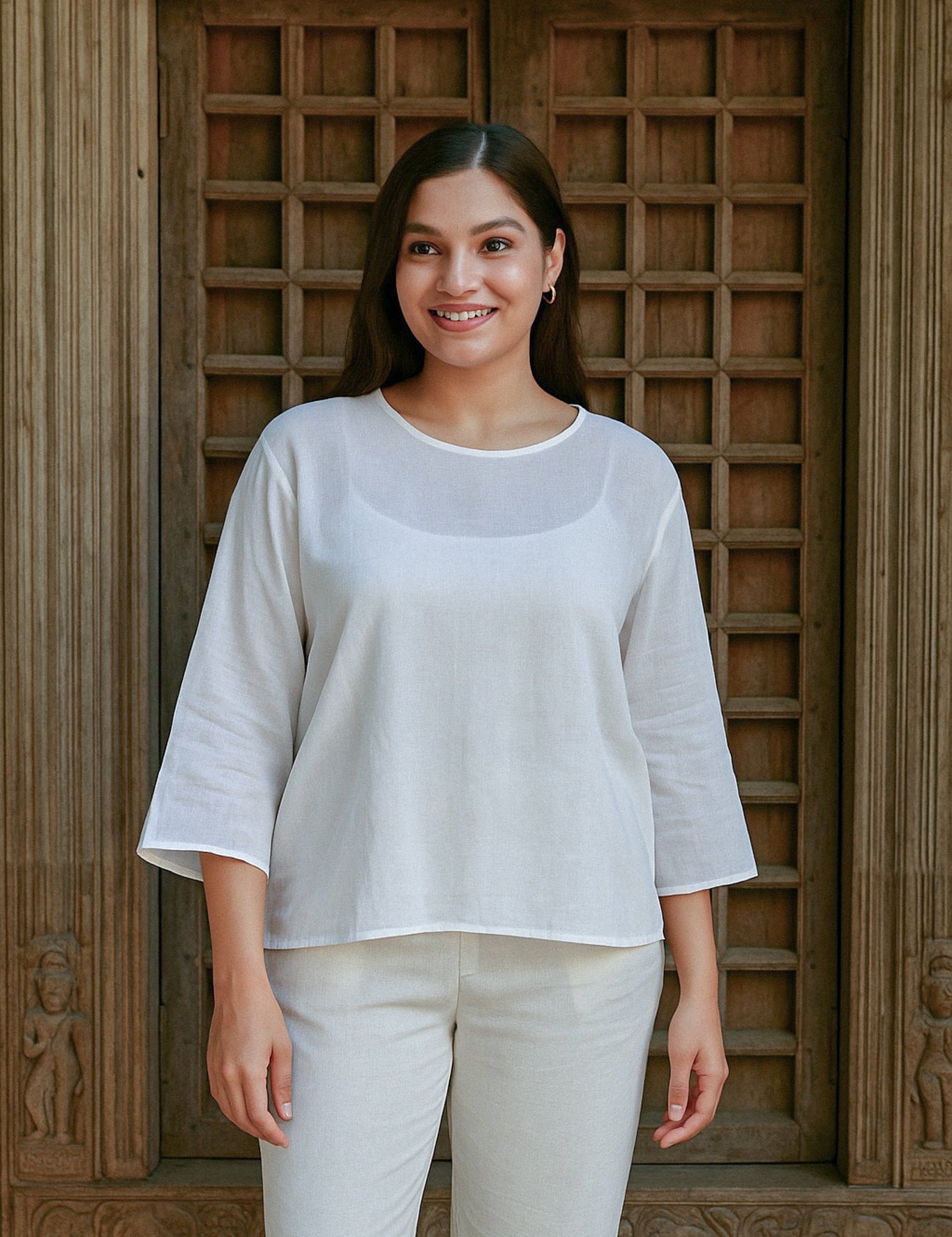 Ekaurr BIGDI Pure Essence Cotton Top finest cotton summer top in a clean pure-toned minimal silhouette celebrating the essence of natural fabric, artisan slow fashion top for women from the BIGDI summer pastel collection