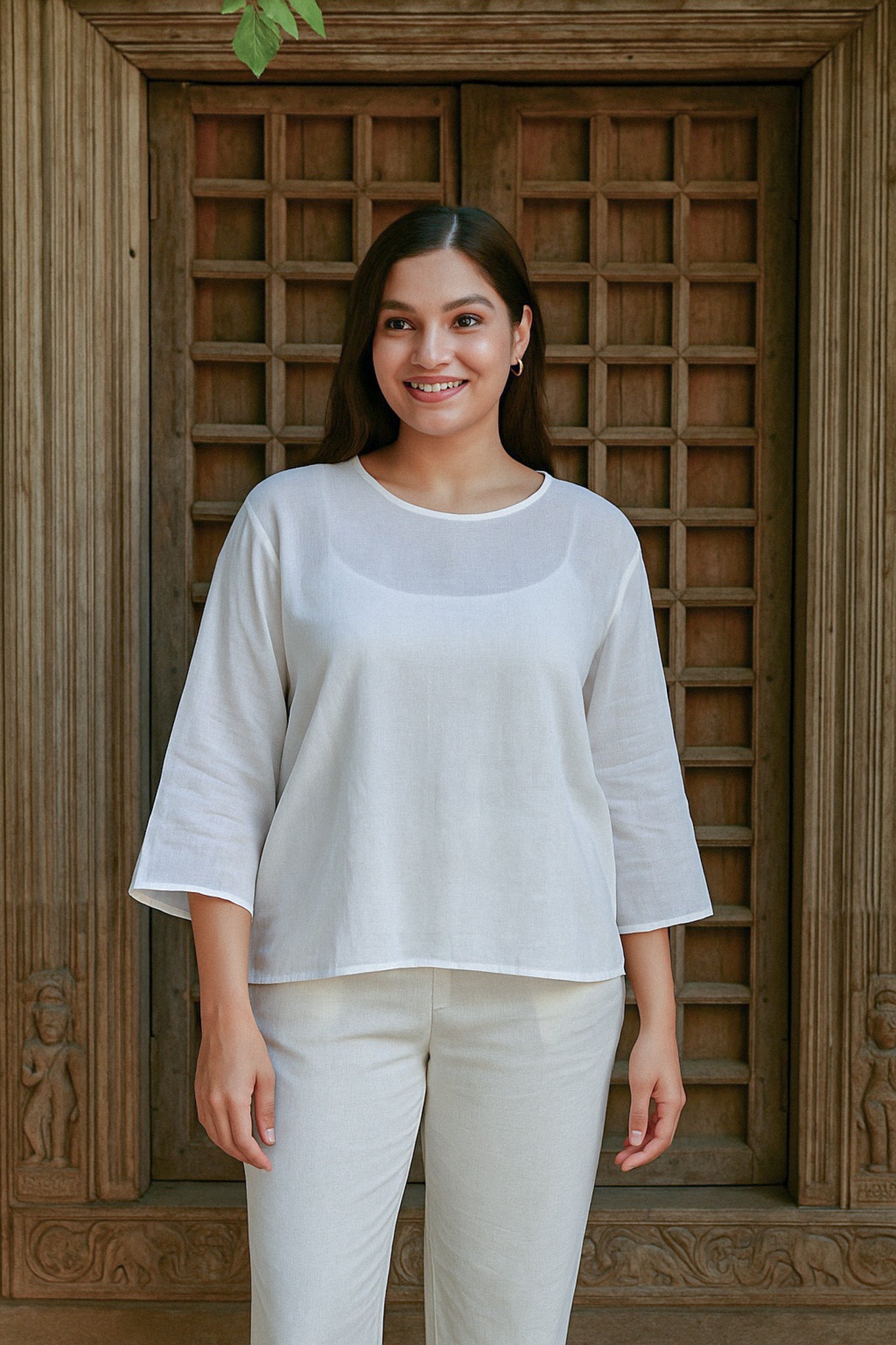 Ekaurr BIGDI Pure Essence Cotton Top finest cotton summer top in a clean pure-toned minimal silhouette celebrating the essence of natural fabric, artisan slow fashion top for women from the BIGDI summer pastel collection