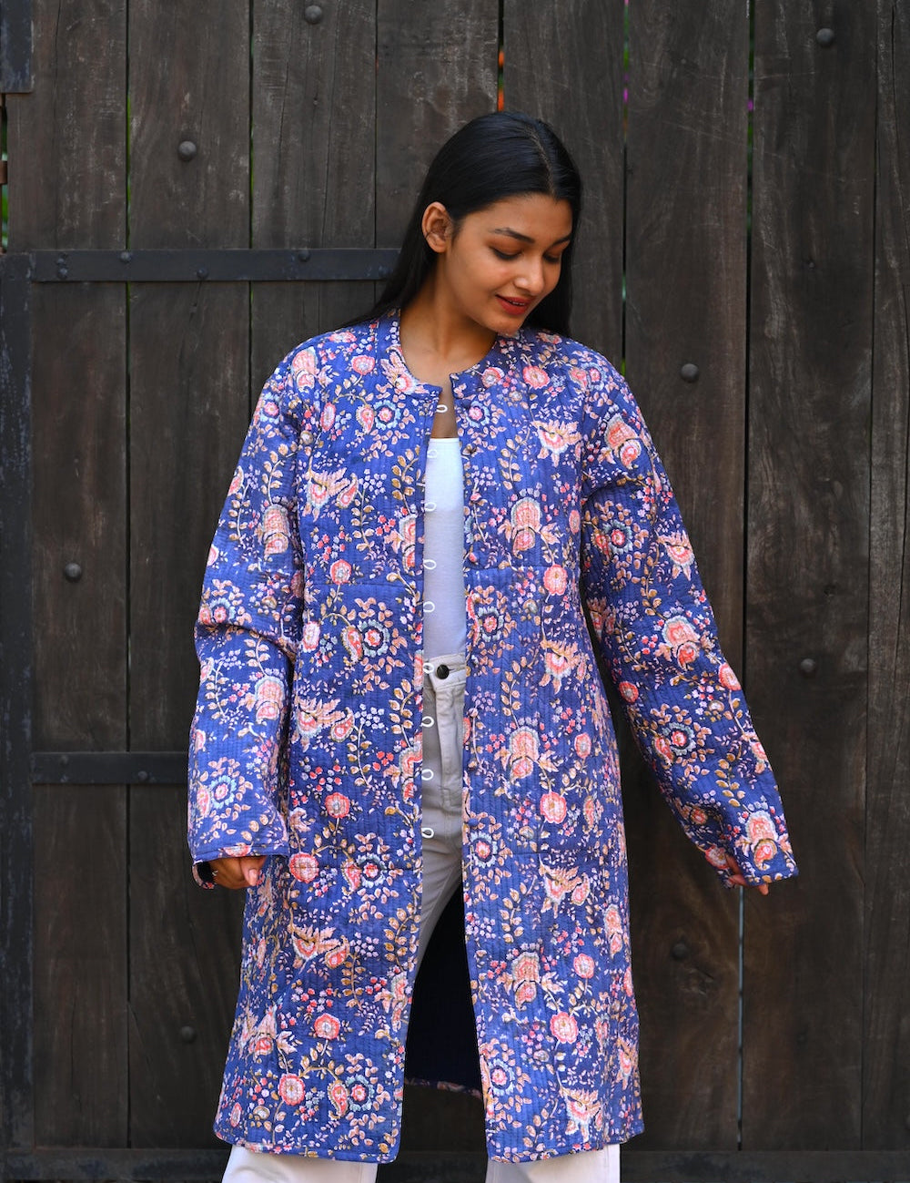 Ekaurr BIGDI Purple Paradise Coat cotton quilted reversible coat in lush paradise purple with a rich bold character, artisan slow fashion outerwear for women from the BIGDI Blazers Coats and Robes collection