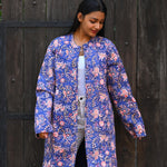 Ekaurr BIGDI Purple Paradise Coat cotton quilted reversible coat in lush paradise purple with a rich bold character, artisan slow fashion outerwear for women from the BIGDI Blazers Coats and Robes collection