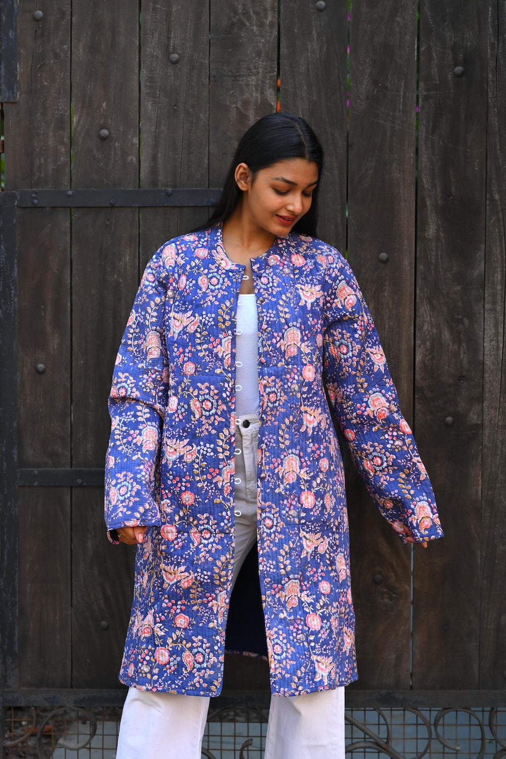 Ekaurr BIGDI Purple Paradise Coat cotton quilted reversible coat in lush paradise purple with a rich bold character, artisan slow fashion outerwear for women from the BIGDI Blazers Coats and Robes collection
