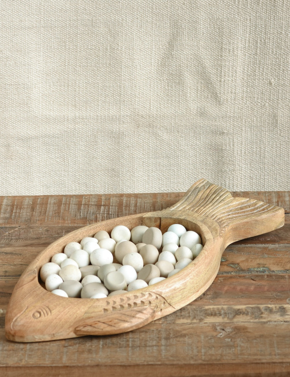 Ekaurr Reclaimed Wood Fish Tray handcrafted serving or display tray carved from reclaimed wood in a fish silhouette form, rustic artisan kitchen or table accent for eclectic home styling