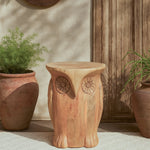 Ekaurr Reclaimed Wood Owl Stool handcrafted stool or pedestal carved from reclaimed wood in a whimsical owl-inspired form, artisan functional decor piece for home interiors and children-friendly spaces