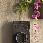 Ekaurr Reclaimed Wood Towel Hanger with antique iron ring, handcrafted rustic wall hook for towels, scarves or bags in bathroom, entryway or hallway