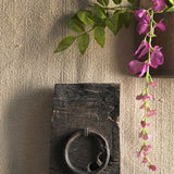 Ekaurr Reclaimed Wood Towel Hanger with antique iron ring, handcrafted rustic wall hook for towels, scarves or bags in bathroom, entryway or hallway