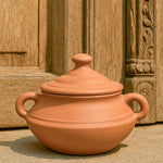 Ekaurr Round Belly Terracotta Serving Dish set of 3 handmade natural clay bowls with a rounded belly form crafted by rural Indian artisans, earthy artisan kitchen essentials for curries dips and conscious everyday dining