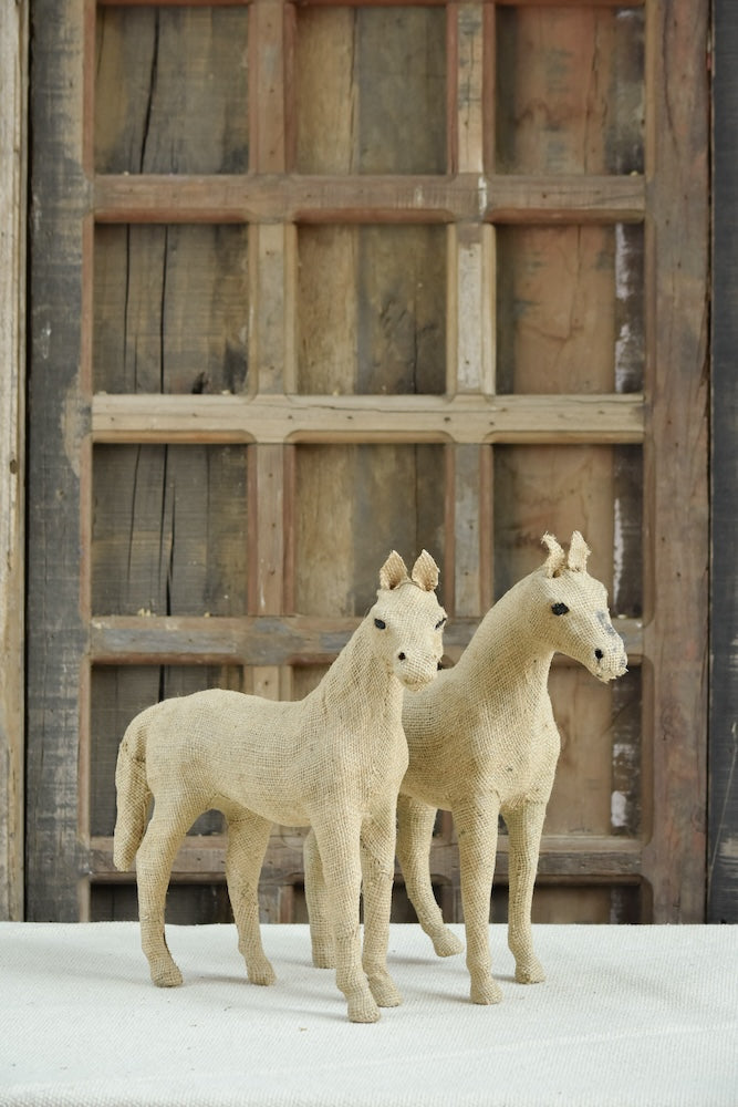 Ekaurr Rustic Stallions handcrafted jute horse sculpture with a strong upright stance and rustic earthy natural fibre finish, artisan animal figurine for home decor and gifting