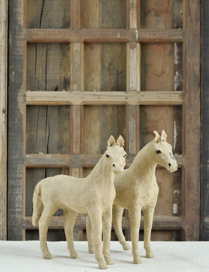 Ekaurr Rustic Stallions handcrafted jute horse sculpture with a strong upright stance and rustic earthy natural fibre finish, artisan animal figurine for home decor and gifting