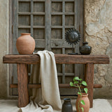 Ekaurr Rustic Wood Console handcrafted from reclaimed wood with aged patina and natural grain texture, statement entryway or sofa console table