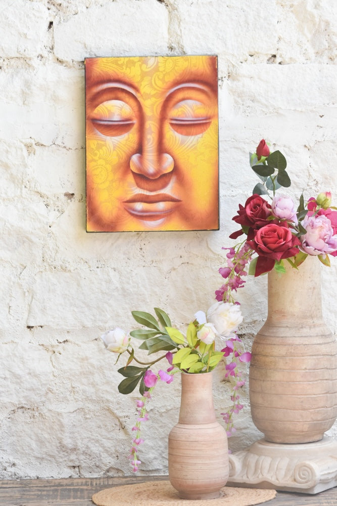 Ekaurr Sacred Hues Buddha Painting set of 2 original artworks depicting Buddha in vibrant sacred colour tones, handcrafted wall art pair for meditation corners living rooms and spiritual home decor