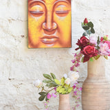 Ekaurr Sacred Hues Buddha Painting set of 2 original artworks depicting Buddha in vibrant sacred colour tones, handcrafted wall art pair for meditation corners living rooms and spiritual home decor