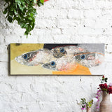 Ekaurr Saltwater Drift painting with drifting aquatic forms in cool blue teal and salt-white tones, handcrafted coastal-inspired home decor for living rooms bathrooms and ocean-themed interior styling